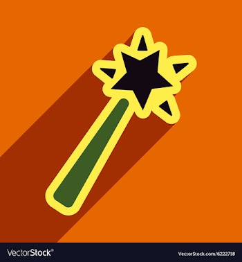 Flat with shadow Icon magic wand on a colored vector image