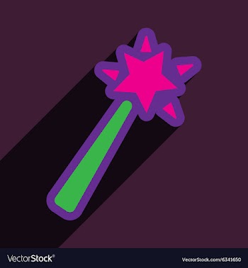 Flat with shadow Icon magic wand on a colored vector image
