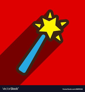 Flat with shadow Icon magic wand on a colored vector image