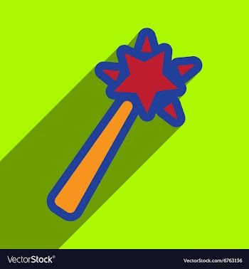 Flat with shadow Icon magic wand on a colored vector image
