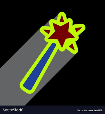 Flat with shadow Icon magic wand on a colored vector image