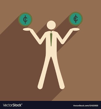 Flat with shadow icon man and coins vector image