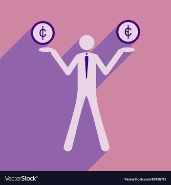 Flat with shadow icon man and coins vector image
