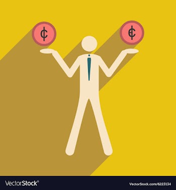 Flat with shadow icon man and coins vector image