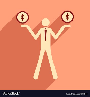 Flat with shadow icon man and coins vector image
