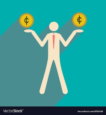 Flat with shadow icon man and coins vector image