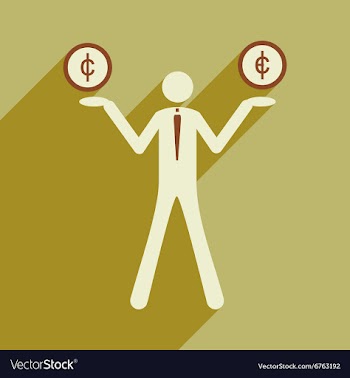Flat with shadow icon man and coins vector image