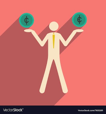 Flat with shadow icon man and coins vector image