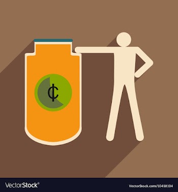 Flat with shadow icon man and purse for coins vector image