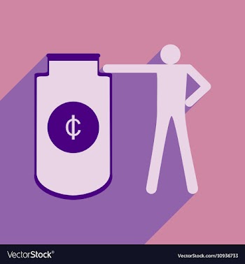 Flat with shadow icon man and purse for coins vector image