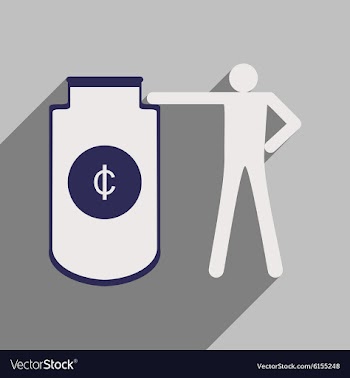 Flat with shadow icon man and purse for coins vector image