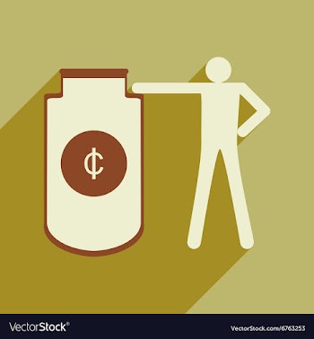 Flat with shadow icon man and purse for coins vector image