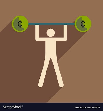 Flat with shadow icon man and the bar coins vector image
