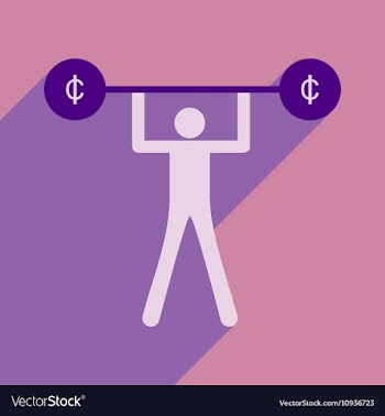 Flat with shadow icon man and the bar coins vector image