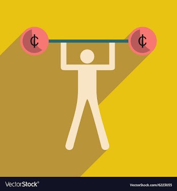 Flat with shadow icon man and the bar coins vector image