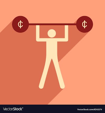 Flat with shadow icon man and the bar coins vector image