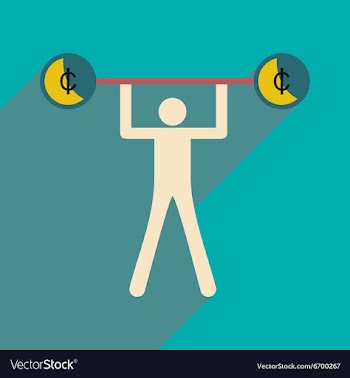 Flat with shadow icon man and the bar coins vector image