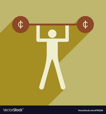 Flat with shadow icon man and the bar coins vector image