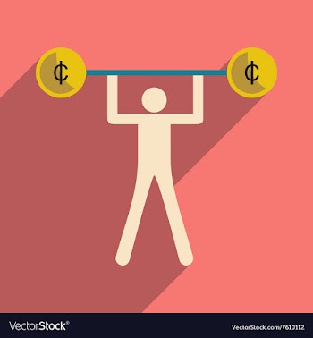 Flat with shadow icon man and the bar coins vector image