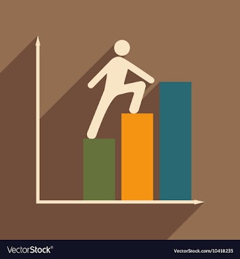 Flat with shadow icon man climbs on schedule vector image