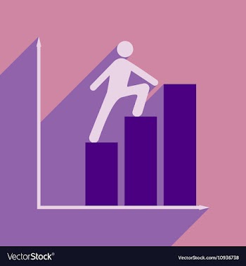 Flat with shadow icon man climbs on schedule vector image