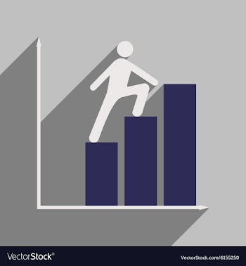 Flat with shadow icon man climbs on schedule vector image
