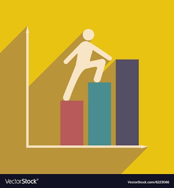 Flat with shadow icon man climbs on schedule vector image