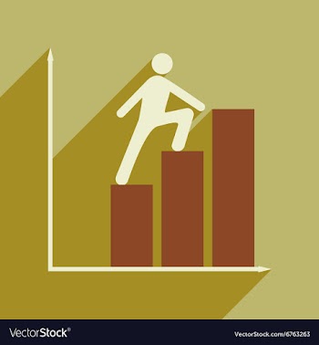 Flat with shadow icon man climbs on schedule vector image