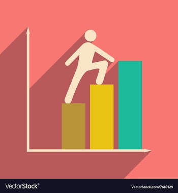 Flat with shadow icon man climbs on schedule vector image