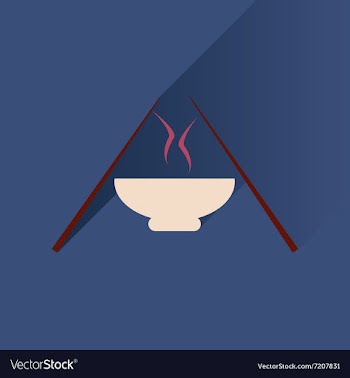 Flat with shadow Icon miso soup sticks vector image