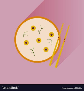 Flat with shadow Icon miso soup sticks vector image