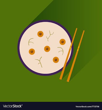 Flat with shadow Icon miso soup sticks vector image