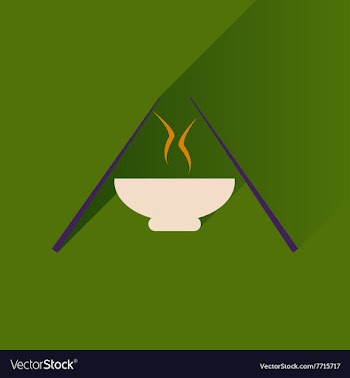 Flat with shadow Icon miso soup sticks vector image
