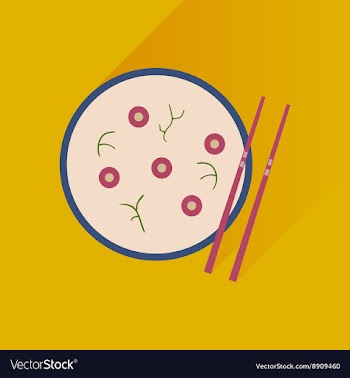 Flat with shadow Icon miso soup sticks vector image