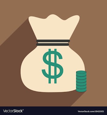 Flat with shadow icon money bag and coins vector image