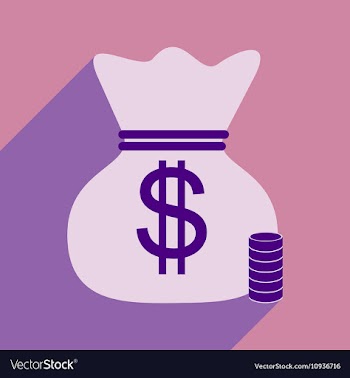 Flat with shadow icon money bag and coins vector image