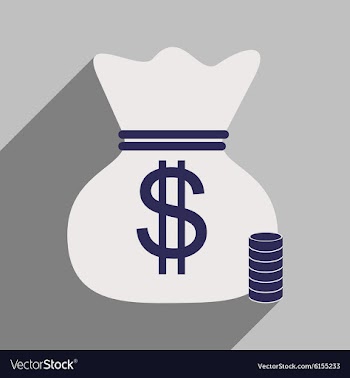 Flat with shadow icon money bag and coins vector image