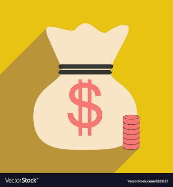 Flat with shadow icon money bag and coins vector image