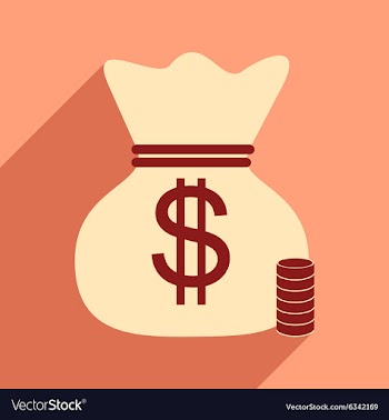 Flat with shadow icon money bag and coins vector image
