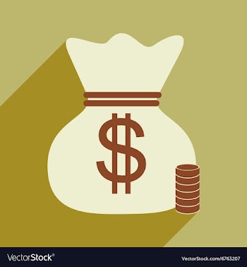 Flat with shadow icon money bag and coins vector image