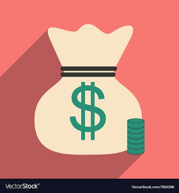 Flat with shadow icon money bag and coins vector image