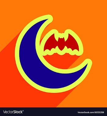 Flat with shadow Icon moon and bat on colored vector image