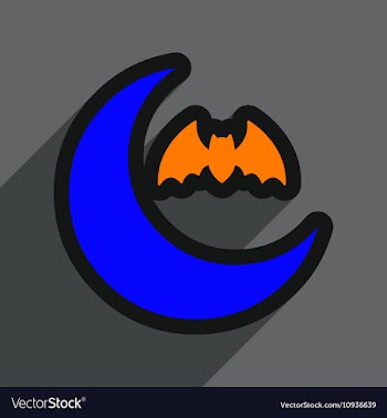 Flat with shadow Icon moon and bat on colored vector image