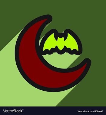 Flat with shadow Icon moon and bat on colored vector image