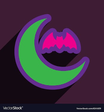 Flat with shadow Icon moon and bat on colored vector image