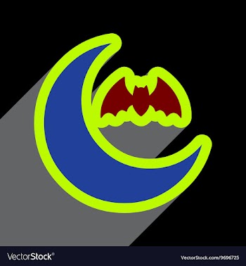 Flat with shadow Icon moon and bat on colored vector image