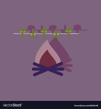 Flat with shadow Icon mushrooms on fire vector image