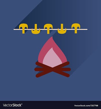 Flat with shadow Icon mushrooms on fire vector image