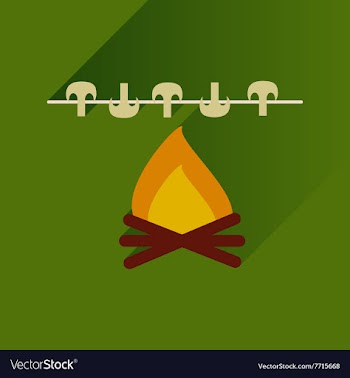 Flat with shadow Icon mushrooms on fire vector image