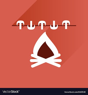 Flat with shadow Icon mushrooms on fire vector image